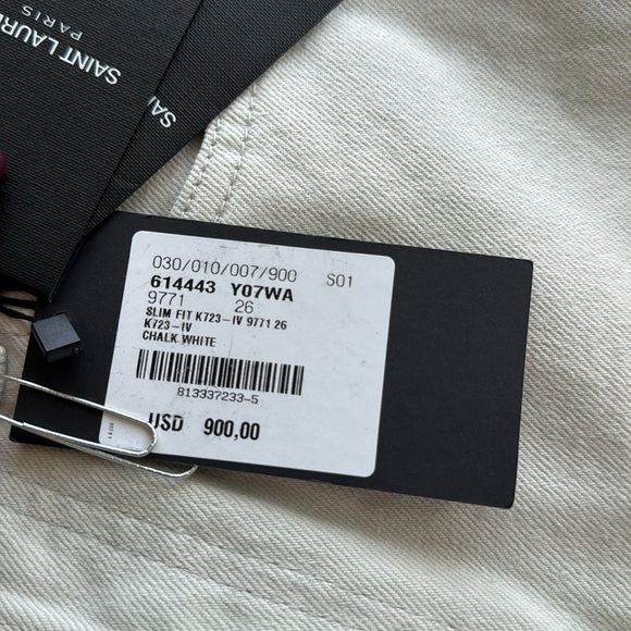 SAINT LAURENT SLIM-FIT JEANS
CHALK WHITE DENIM - Picture 8 of 8